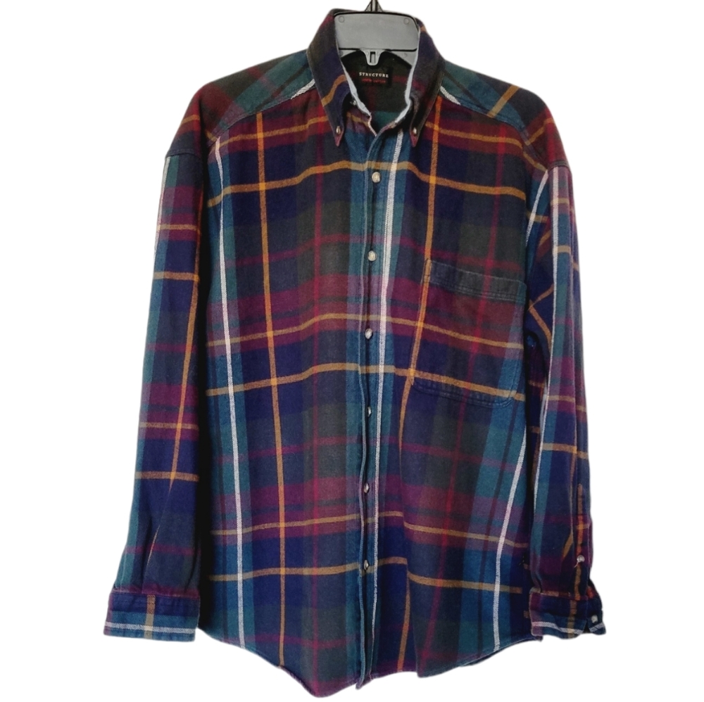90s Vintage Structure Plaid Flannel - Picture 7 of 7